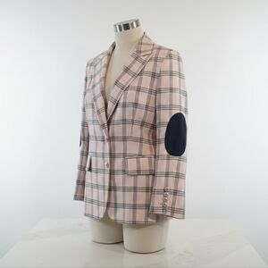 Tommy Hilfiger Pink Plaid Blazer with Elbow Patches Size 4 NWOT